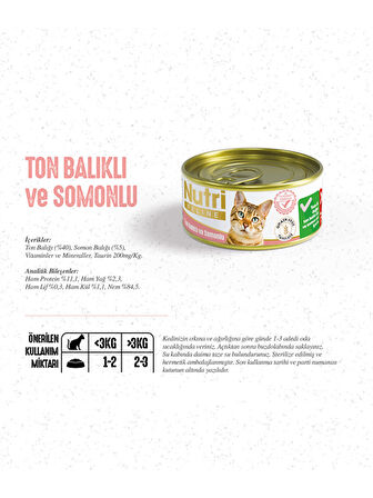 Nutri Feline 85Gr Ton Balıklı Somonlu 32Adet Yaş Kedi Maması