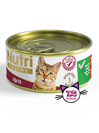 Nutri Feline 85Gr Sığır Etli Tahılsız 12Adet Yaş Kedi Maması