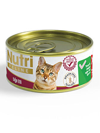 Nutri Feline 85Gr Sığır Etli Tahılsız 12Adet Yaş Kedi Maması