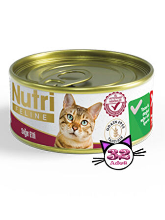 Nutri Feline 85Gr Sığır Etli Tahılsız 32Adet Yaş Kedi Maması