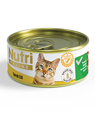 Nutri Feline 85Gr Tavuk Etli Tahılsız 1Adet Yaş Kedi Maması