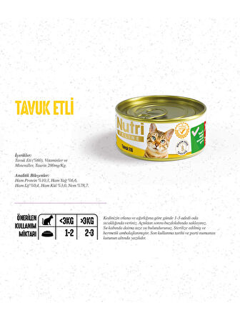Nutri Feline 85Gr Tavuk Etli Tahılsız 1Adet Yaş Kedi Maması