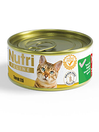 Nutri Feline 85Gr Tavuk Etli Tahılsız 24Adet Yaş Kedi Maması