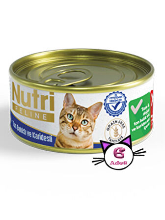 Nutri Feline 85Gr Ton Balıklı Karidesli Tahılsız 6Adet Yaş Kedi Maması