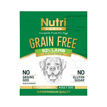 Nutri Canin 400Gr %92 Kuzu Etli Tatlı Patatesli Hipo Alerjenik Tahılsız 12Adet Yaş Köpek Maması