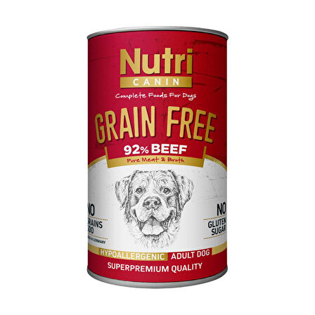 Nutri Canin 400Gr %92 Sığır Etli Tatlı Patatesli Hipo Alerjenik Tahılsız 6Adet Yaş Köpek Maması