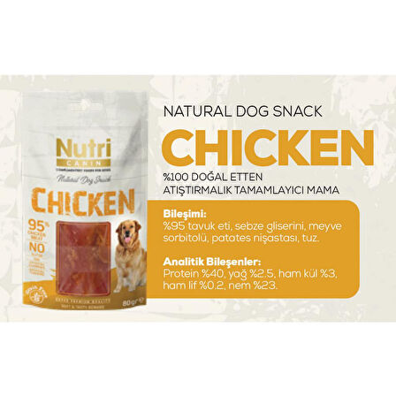 Nutri Canin 80Gr %100 Doğal Etten Natural Dog Snack Tavuk Etli Atıştırmalık 1Adet Köpek Ödülü 