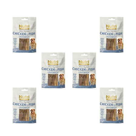 Nutri Canin 80Gr %100 Doğal Etten Natural Dog Snack Tavuk Balık Etli Atıştırmalık 6Adet Köpek Ödülü