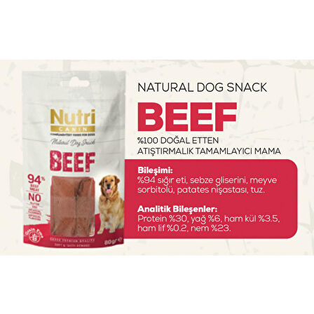 Nutri Canin 80Gr %100 Doğal Etten Natural Dog Snack Sığır Etli Atıştırmalık 1Adet Köpek Ödülü 