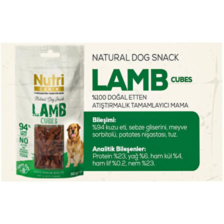 Nutri Canin 80Gr %100 Doğal Etten Natural Dog Snack Kuzu Etli Küp Atıştırmalık 1Adet Köpek Ödülü 