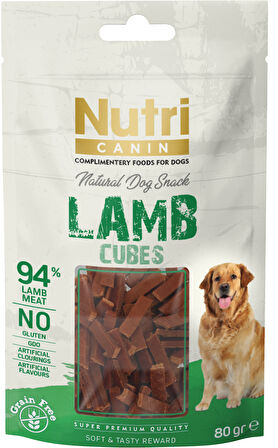 Nutri Canin 80Gr %100 Doğal Etten Natural Dog Snack Kuzu Etli Küp Atıştırmalık 14Adet Köpek Ödülü 