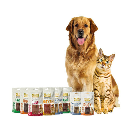 Nutri Feline 50Gr %100 Doğal Etten Natural Cat Snack Tavuk BalıkEtli Atıştırmalık 12Adet Kedi Ödülü 