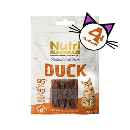 Nutri Feline 50Gr %100 Doğal Etten Natural Cat Snack Ördek Etli Atıştırmalık 4Adet Kedi Ödülü 