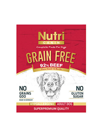 Nutri Canin 400Gr %92 Sığır Etli Tatlı Patatesli Hipo Alerjenik Tahılsız 12Adet Yaş Köpek Maması