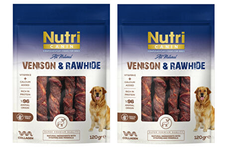 Nutri Canin Rawhide Geyik Eti Sargılı Kemik Köpek Ödülü 120 Gr. X 2 Adet
