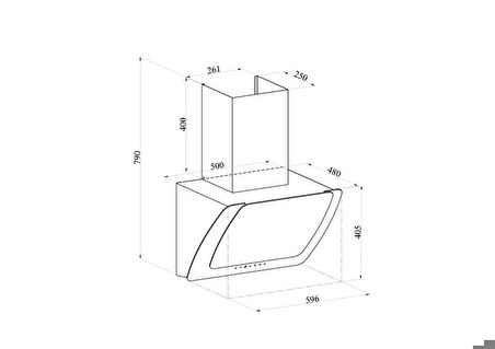 Silverline 3373 Misto Duvar Tipi 60 CM Davlumbaz-Siyah