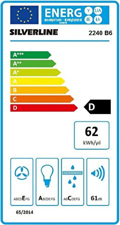 Silverline 2240 Conic Duvar Tipi 60 CM Davlumbaz Siyah 