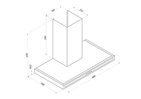 Silverline 3173 Quadro Duvar Tipi 60 CM Davlumbaz - Siyah