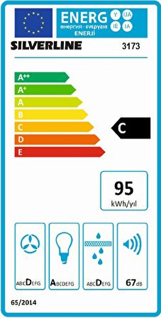 Silverline 3173 Quadro Duvar Tipi 60 CM Davlumbaz - Siyah