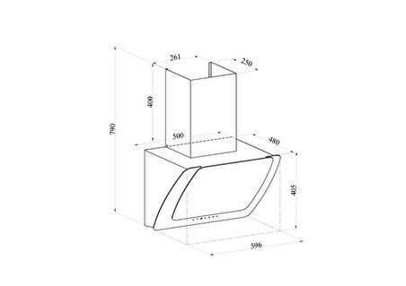 Silverline Misto 3373 Duvar Tipi 60 CM Davlumbaz-Gri