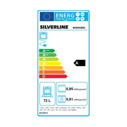 Silverline BO6502S02 Ankastre Fırın, Gri Renk, Duvar Tipi, 72 Litre, 6 Programlı, 60 cm 