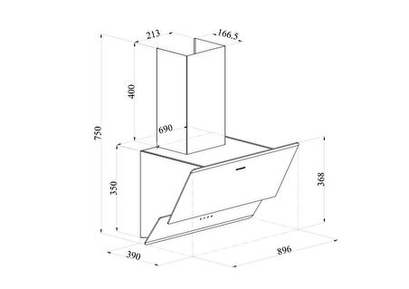Silverline 3490 Oslo Duvar Tipi Davlumbaz 90 CM Beyaz