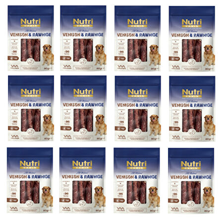 Nutri Canin Rawhide Geyik Eti Sargılı Kemik Köpek Ödülü 80 Gr. X 12 Adet
