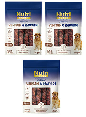 Nutri Canin Rawhide Geyik Eti Sargılı Kemik Köpek Ödülü 120 Gr. X 3 Adet