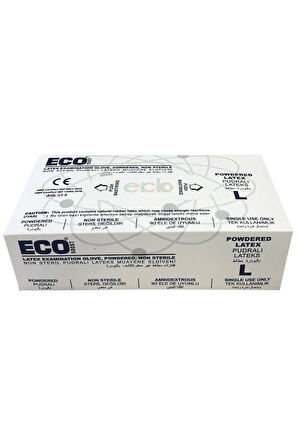 ECO Pudralı Lateks - Powdered Latex - 1 Koli - 20 kutu - L Beden