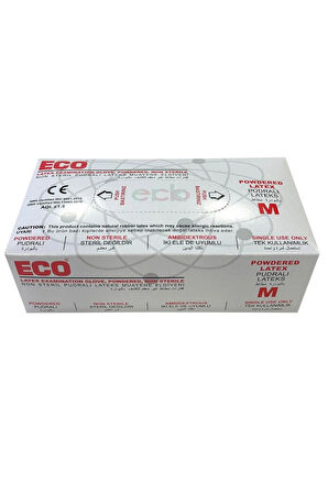ECO Pudralı Lateks - Powdered Latex - 1 Koli - 20 kutu - M Beden