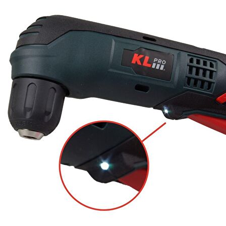 KLPRO KLDAM1020 10,8Volt/2.0Ah Li-ion Çift Akülü Profesyonel Dik Açılı Matkap