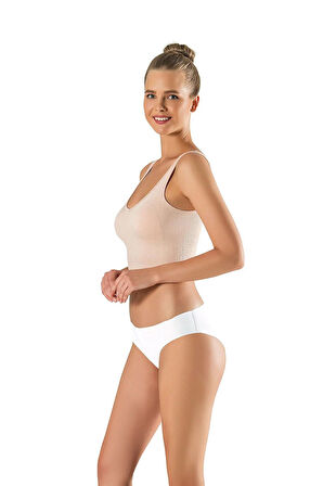 Moonlight 5000 Beyaz Pamuklu Lazer Kesim İz Yapmaz Slip