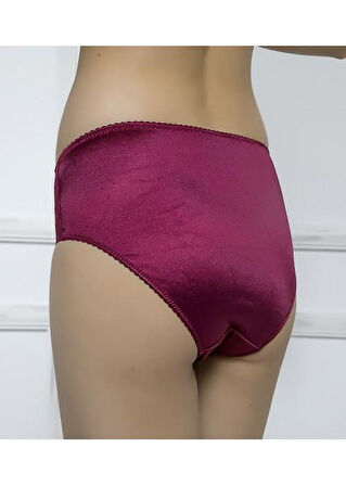 Moonlight 3114  Bordo Yüksek Bel Dantel Detaylı Slip Külot