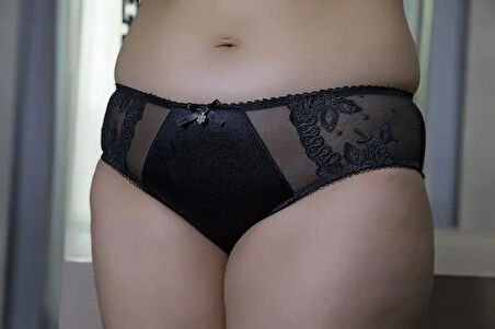 Moonlight 3125 Siyah Yüksek Bel Dantel Detaylı Slip Külot