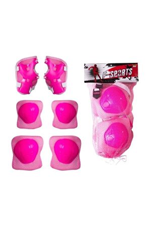 Pembe Bisiklet Scooter Kask Dizlik Dirseklik Koruyucu Set