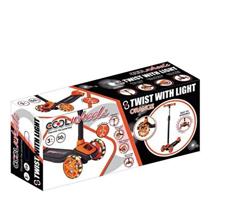 Cool Wheels Twist Led Işıklı 3 Tekerlekli Yükseklik Ayarlı Scooter - Turuncu