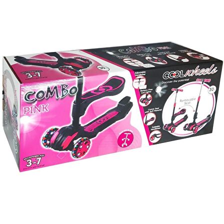 Cool Wheels Combo Oturaklı Işıklı Scooter - Pembe