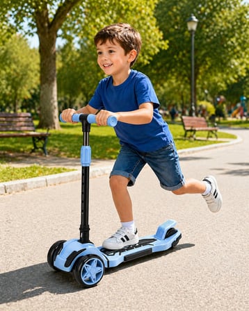 Luna Elite 3 Tekerlekli Katlanabilir Led Işıklı Scooter Mavi
