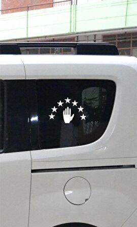 Abhaz Bayrak Araba Sticker Etiket Beyaz 16 CM 2 Adet