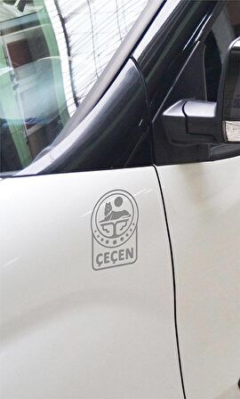 Çeçen Bayrak Araba Sticker  Etiket Gümüş (15 x 11 cm) 2 Adet