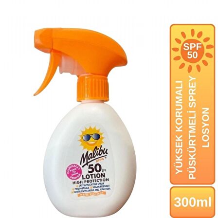 Malibu Güneş Koruyucu Sprey + Güneş Sonrası Yatıştırıcı Çocuklar İçin SPF50 Üst Düzey Korumalı Losyon