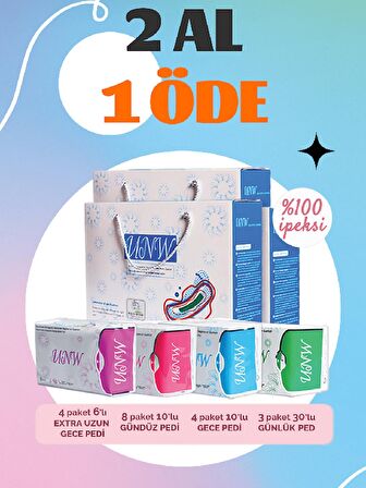 Unw Gece - Gündüz - Günlük - Uzun Hijyenik Ped 234 Adet + Ped Seti