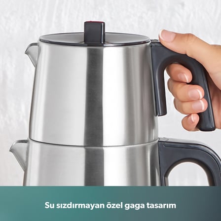 Homend 1708H Royaltea Paslanmaz Çelik Konuşan Çay Makinesi Inox-Siyah 1800 W