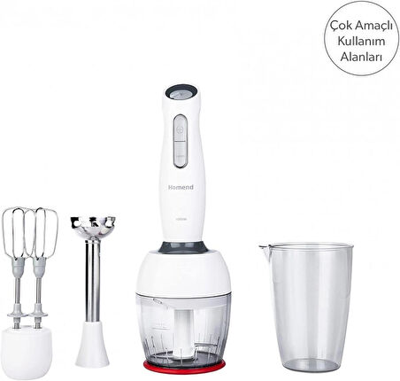 (OUTLET) Homend Handmaid 1904H 1000 W Bulut Kremi Blender Seti