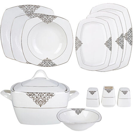 Emsan Yeni Yasemin Platin HS Bone 60 Parça Yemek Takımı
