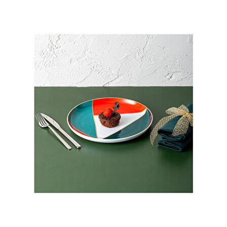 İSTANBUL PORSELEN STARLİGHT FİNE BONE NEW YEAR YILBAŞI PASTA TABAĞI MULTİCOLOR 21 CM