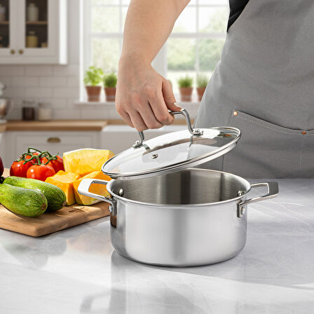 Emsan Pro Tri Ply Derin Tencere Çelik 20 cm