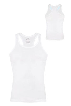 Ceylanoğlu C025 Erkek Penye Ribana 2'li Spor Atlet - Beyaz - XXL