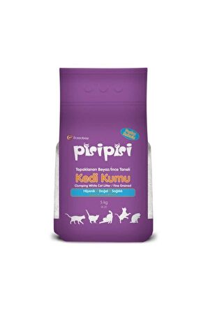 Pisi Pisi Pudra Kokulu İnce Taneli Topaklanan Kedi Kumu 5 Kg