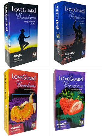 LoveGuard 4'lü Set 48 Adet Large - Fantasy - Exotic Muz - Exotic Çilek